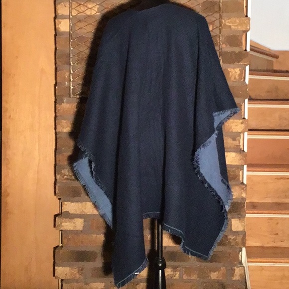 Woolrich blanket sweater wrap reversible blue One Size Fits All - Picture 3 of 4